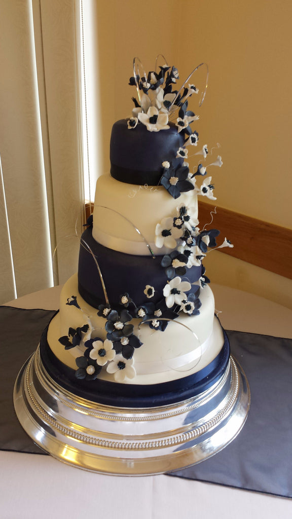 Tier Navy White Wedding Cake