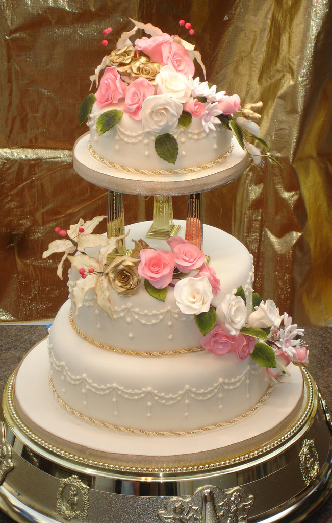 3 tier cascade wedding cake stand top