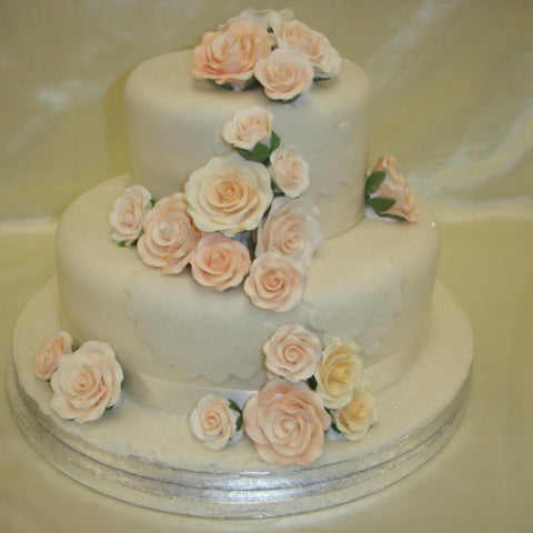 2 Tier Roses Wedding Cake