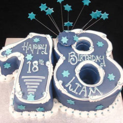 18th for a Boy  Numbered Birthday cake