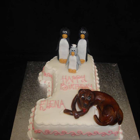1st Penguins Numbered Birthday Cake