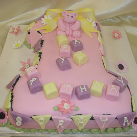 1st Teddy Bear  Numbered Birthday cake