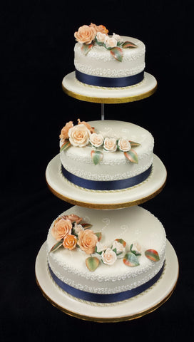 Elegant 3 Tier Roses Wedding Cake