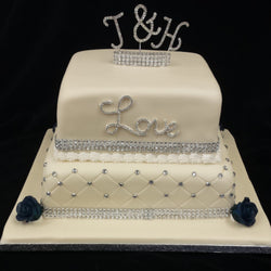 2 Tier Diamante Wedding Cake