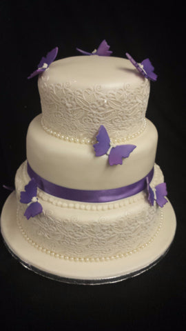 Lace & Butterfly Wedding Cake