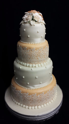 4 tier lace Wedding Cake