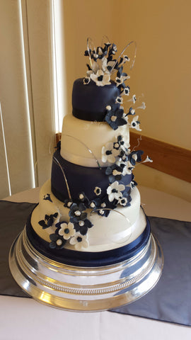 4 Tier Navy & White  Wedding Cake