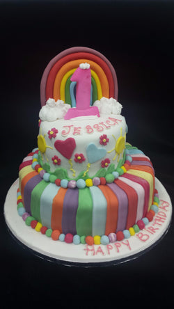 2 Tier  Rainbow Children's  Birthday Cake