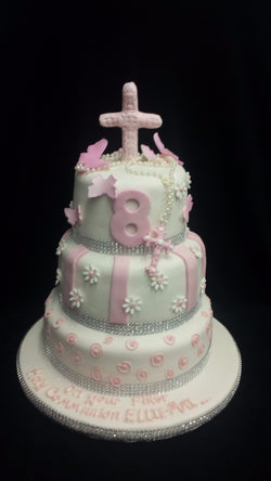 Three Tier Holy Communion Cake