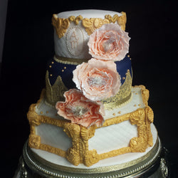 3 Tier Gold Hexagon Cake