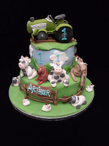 2 Tier Farm Animals  Birthday Cake