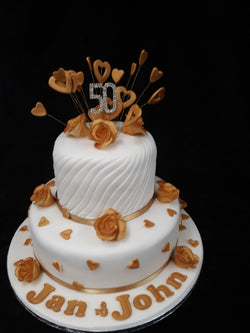 2 Tier Golden Wedding Cake