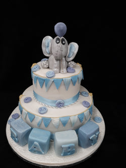 2 Tier Blue Baby Shower Cake
