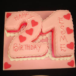 21st Hearts Numbered Birthday Cake