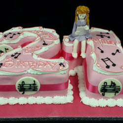 21st Numbered Birthday Cake -  Music theme