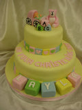 Two Tier Lemon Christening Cake