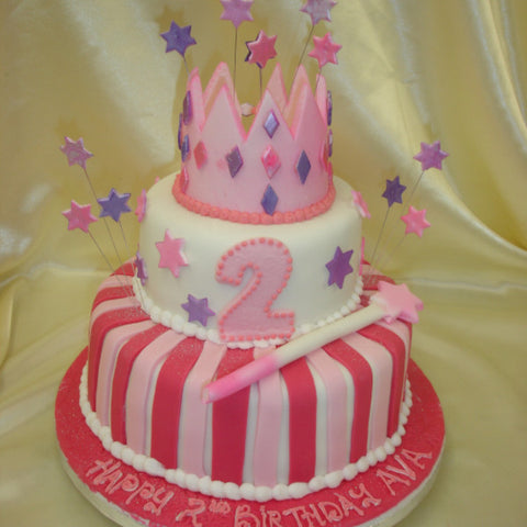 2 Tier Princess Crown Children's  Birthday Cake