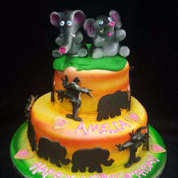 2 Tier Elephant  Birthday Cake