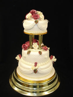 3 Tier  Burgundy Roses  Wedding Cake