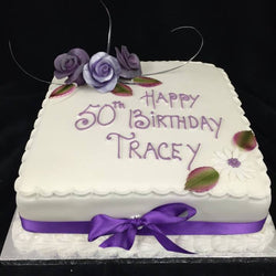 50th Purple Roses  Birthday Cake