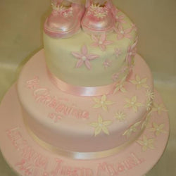 Two Tier Christening Cake with small flowers