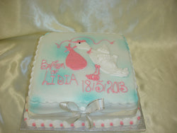 Christening Cake With Stork