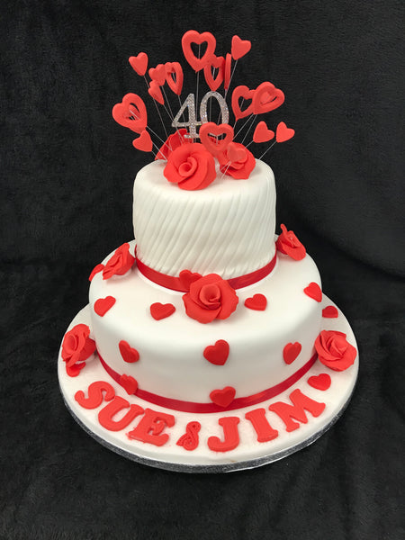 2 Tier Ruby Wedding Anniversary Cake