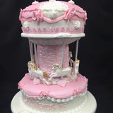 Pink Carousel Christening Cake