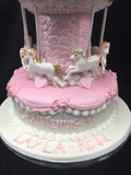 Pink Carousel Christening Cake