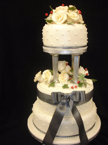 Ivory Roses Wedding Cake