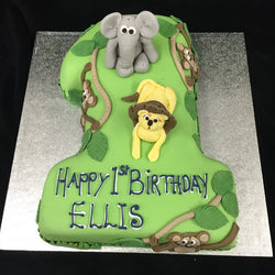 1st Elephant Numbered Birthday Cake