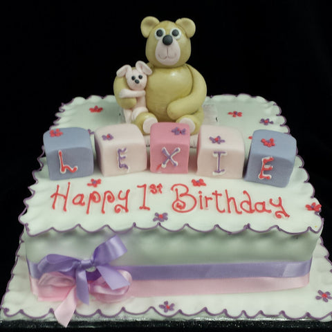 Teddy Bear & Blocks Childrens Birthday Cake