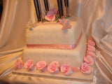 Pink Roses  & Butterfly Wedding Cake