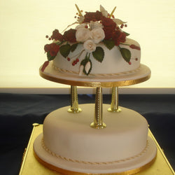 2 Tier Roses & Stargazer Lillys  Wedding Cake