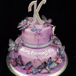 2 Tier Butterfly Birthday Cake