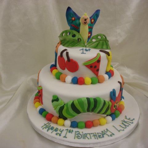 2 Tier Caterpillar Childrens Birthday Cake