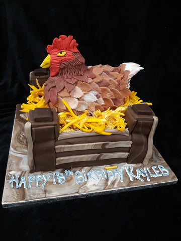 Kids Chicken Theme Fondant Cake - The Cake World Shop