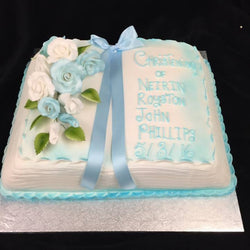 Christening Cake Blue Ribbon