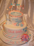 Two Tier Elephant & Rabbit Christening Cake