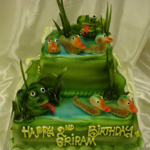 2 Tier Frogs  Birthday Cake