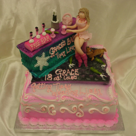 Girl At Bar Birthday Cake