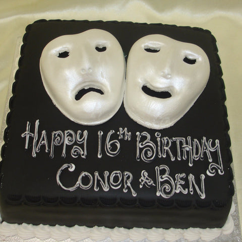 Theatre Masks Birthday Cake - UK DELIVERY