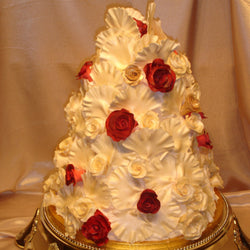 3 Tier  Roses & Fan  Wedding Cake