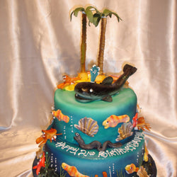 Two Tier Whale Childrens Cake